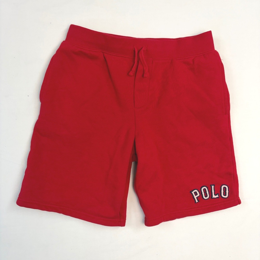 Polo Ralph Lauren Boys Red Fleece Casual Athletic Sweat Shorts Size L 14-16